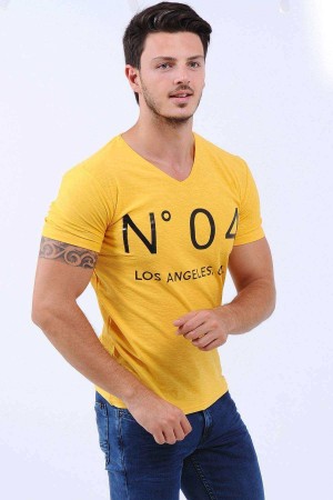 04 Baskılı Sarı T-Shirt